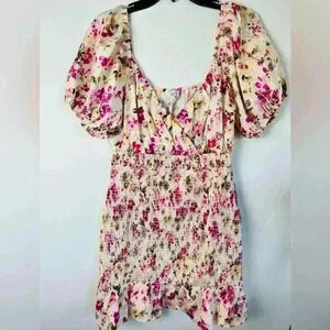 NSR Puff Sleeve Smocked Minidress